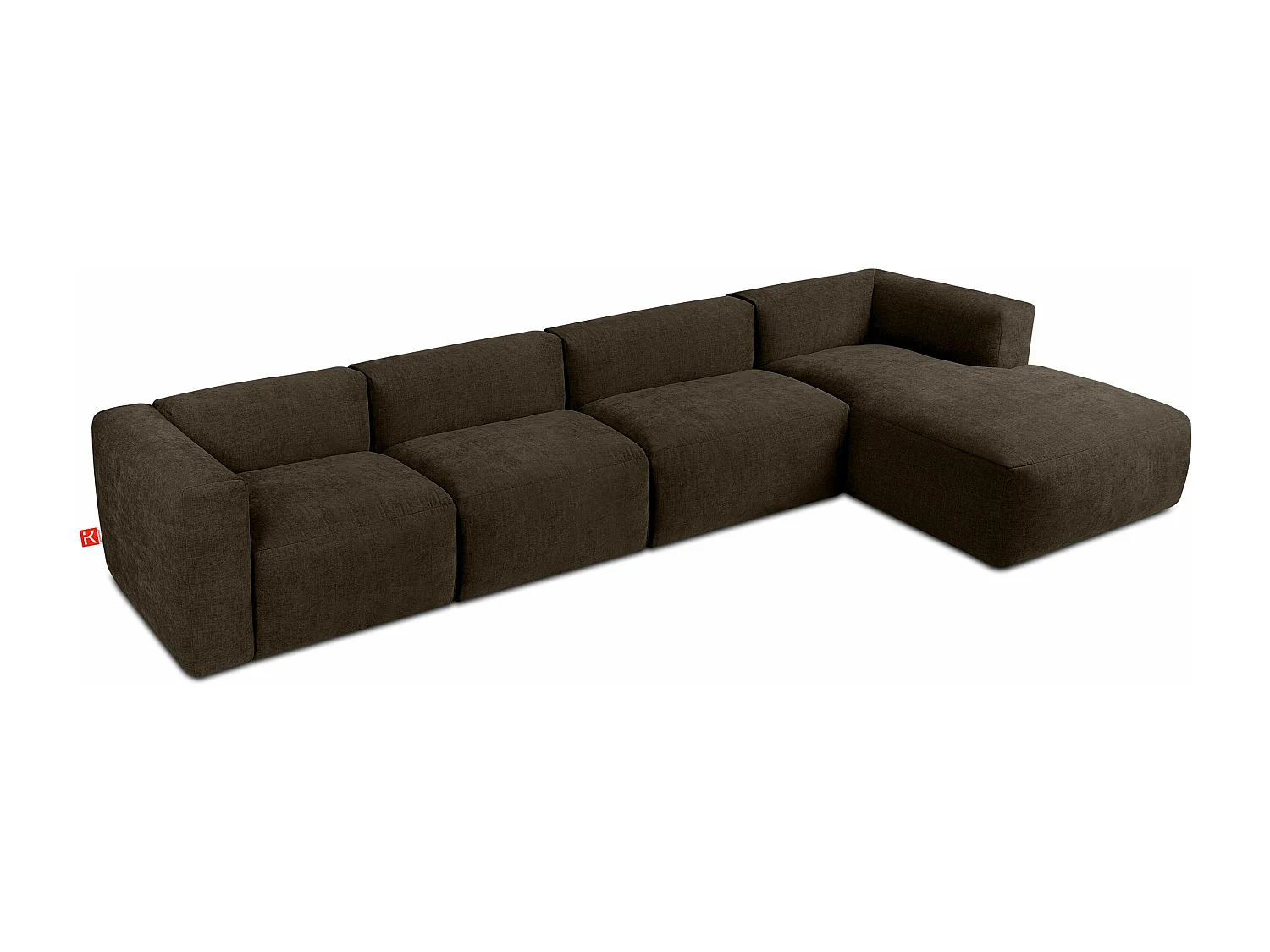 Ecksofa Rechts 6-Sitzer mit extrem weicher und bequemer Sitz - braun - BUFFO
