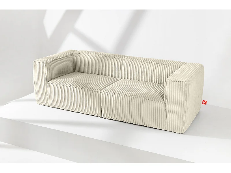Modernes Sofa 3 Sitzer aus breitem Cordstoff - cremefarben - FEROX