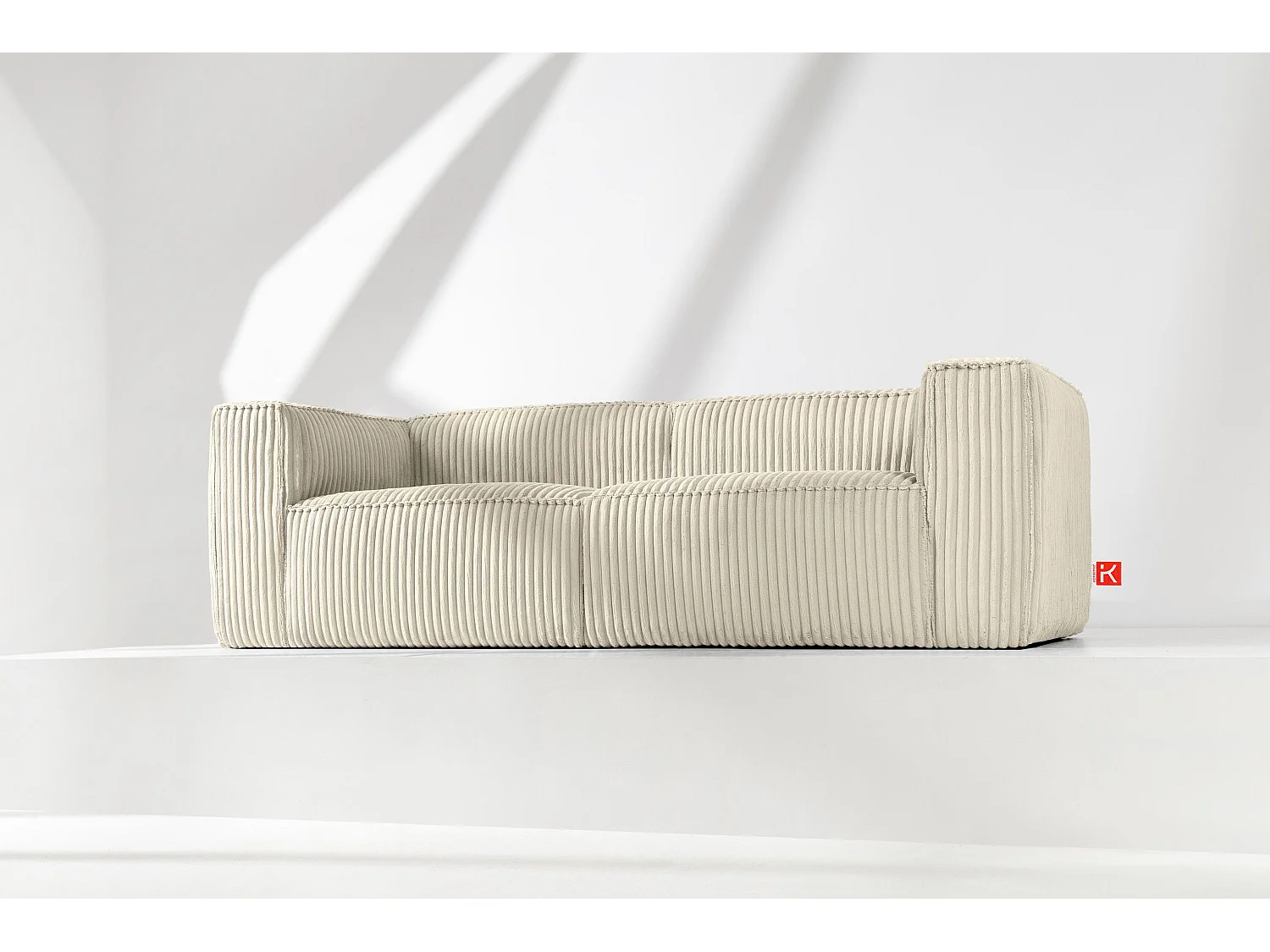 Modernes Sofa 3 Sitzer aus breitem Cordstoff - cremefarben - FEROX