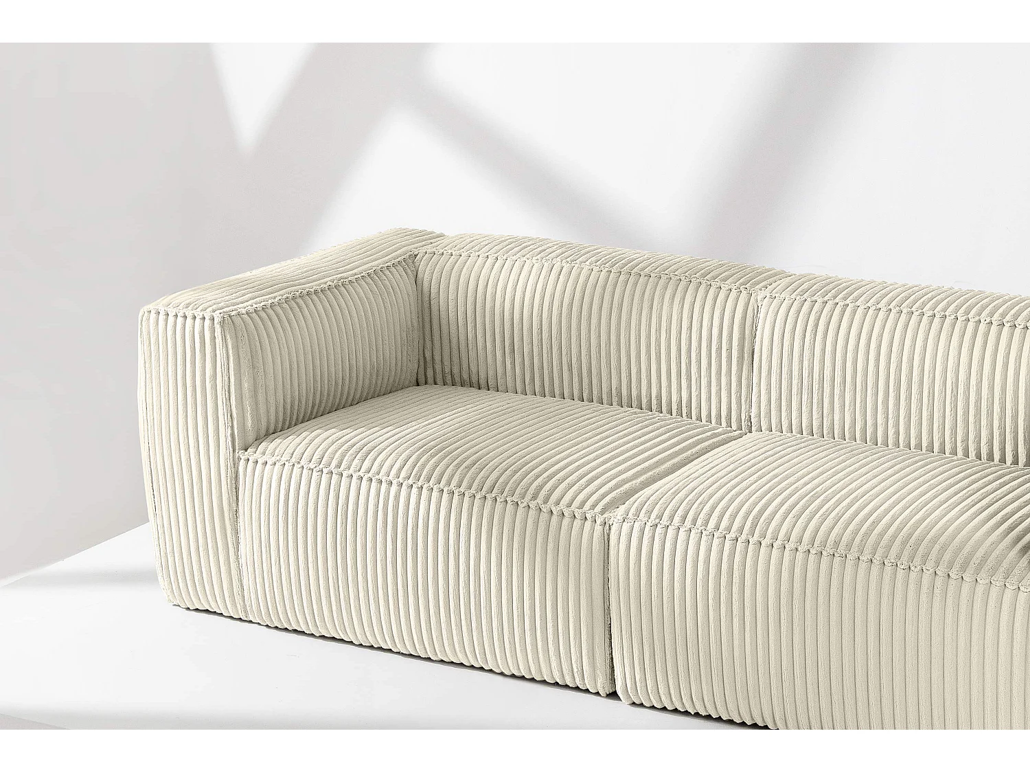Modernes Sofa 3 Sitzer aus breitem Cordstoff - cremefarben - FEROX