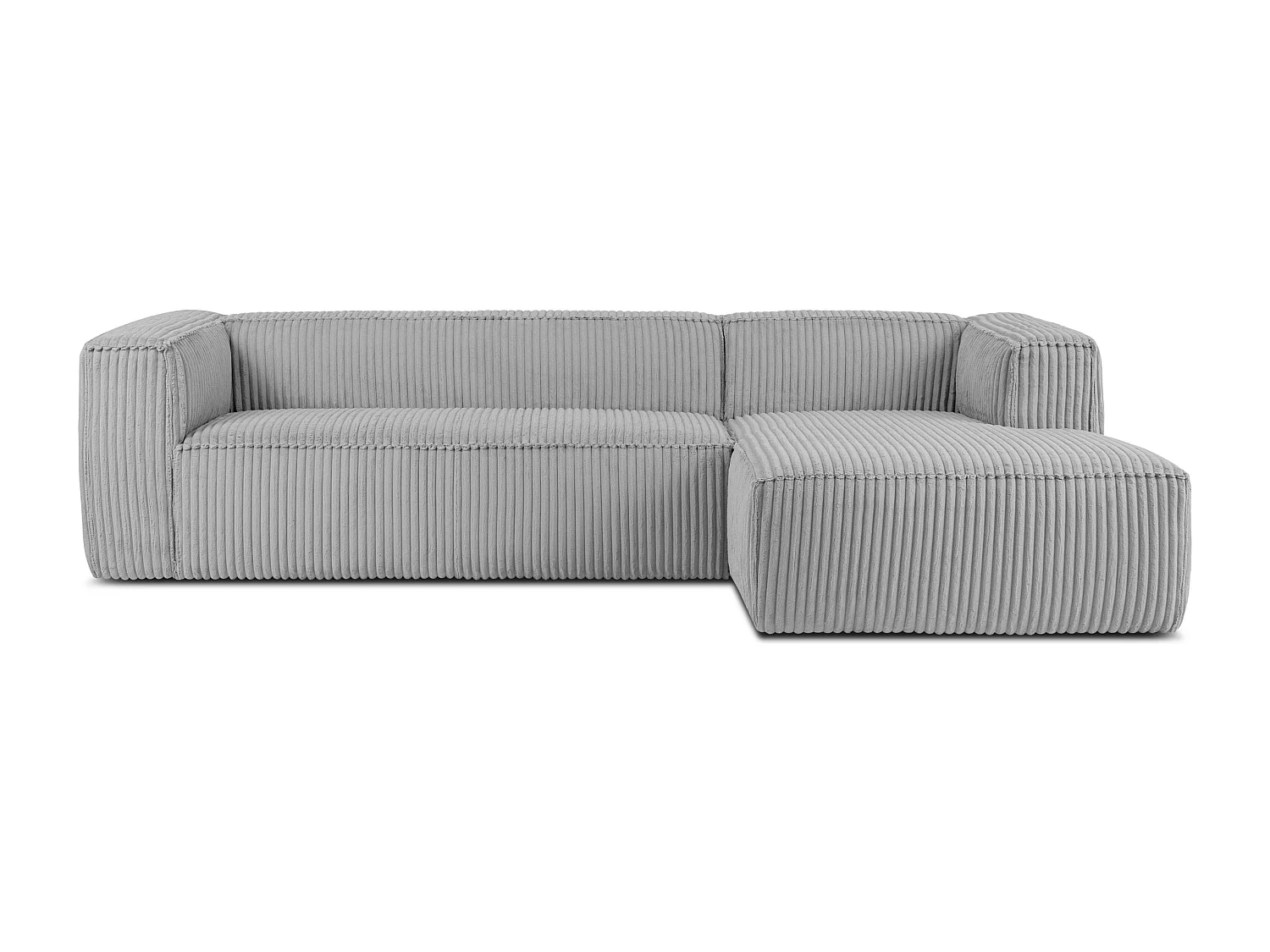 Modernes Ecksofa Rechts aus breitem Cordstoff - hellgrau - FEROX