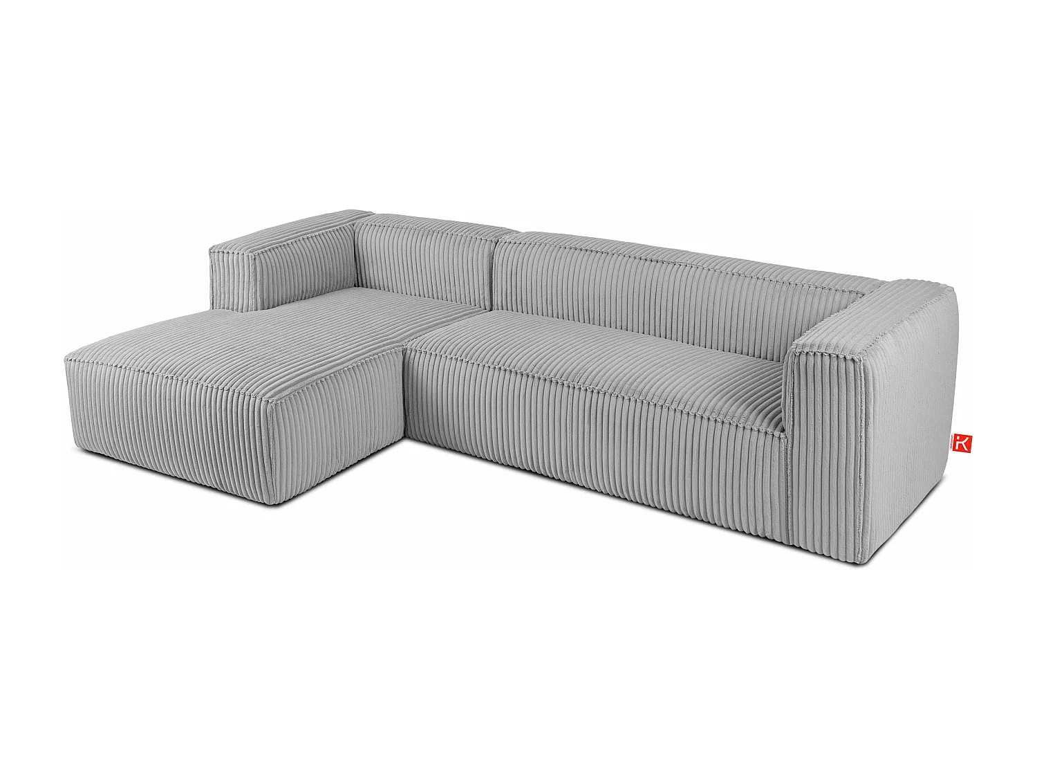 Modernes Ecksofa Links aus breitem Cordstoff - hellgrau - FEROX