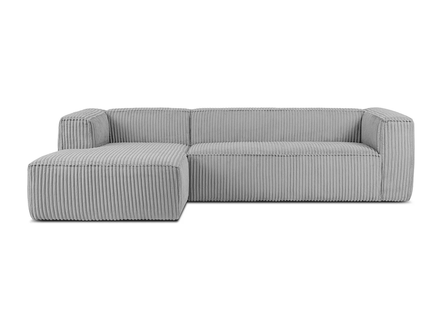 Modernes Ecksofa Links aus breitem Cordstoff - hellgrau - FEROX