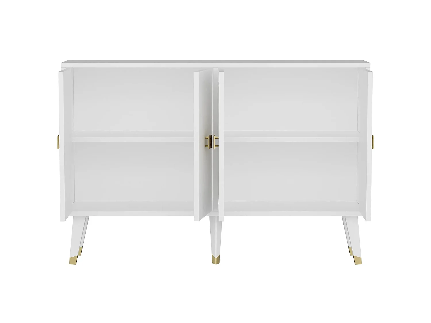 Sideboard – 120 x 30 x 80 cm – Weiß und Gold – Spanplatte