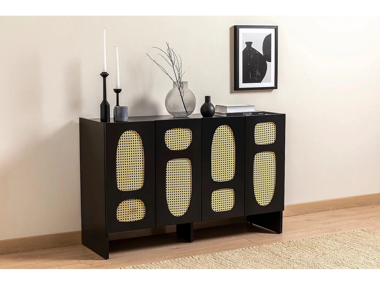 Aparador – 120 cm x 80 cm x 40 cm – Preto – Aglomerado revestido a melamina