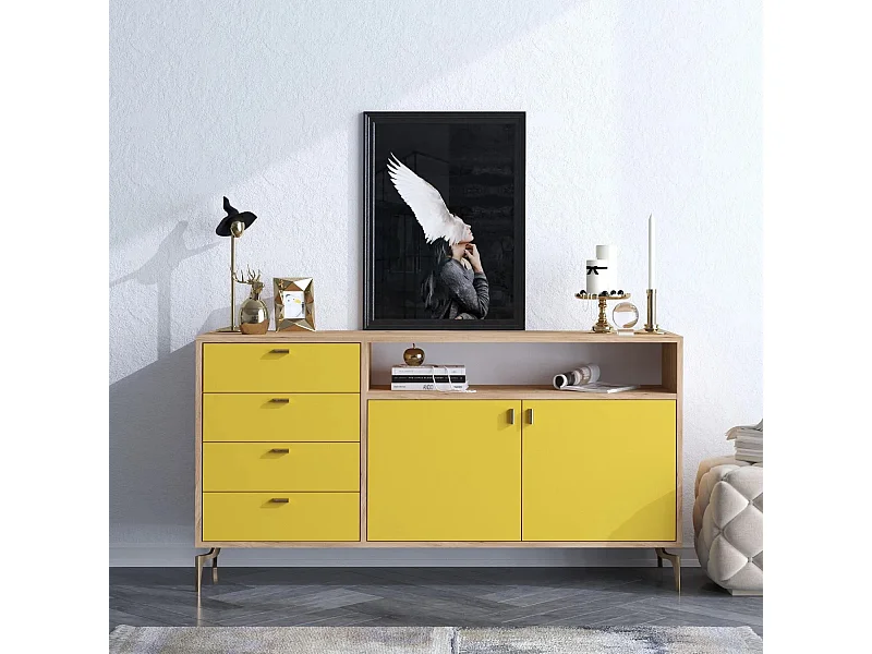 Aparador LİORA color roble Amarillo 140x40x86 cm