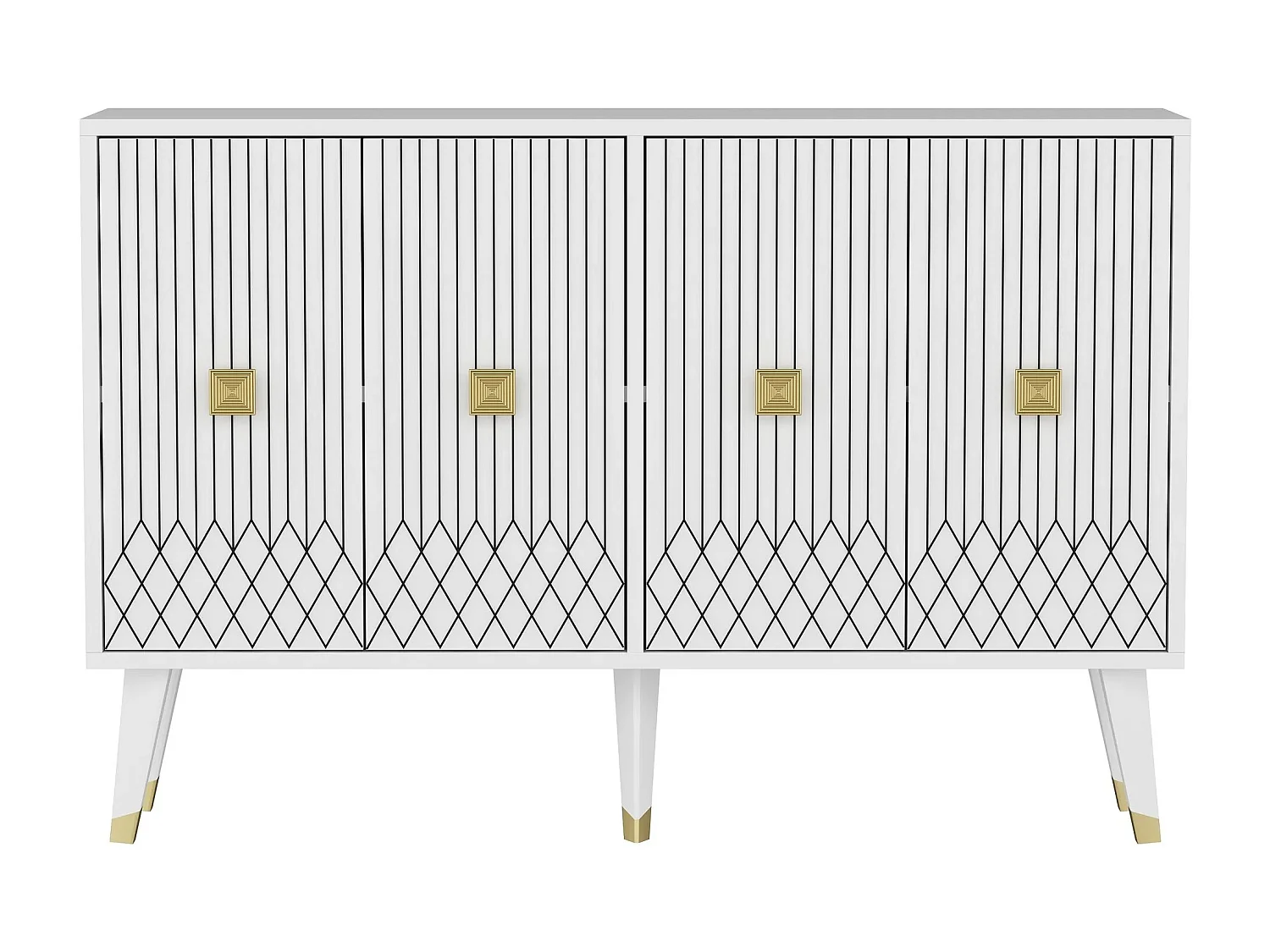 Buffet design Buron L120cm Blanc et Or