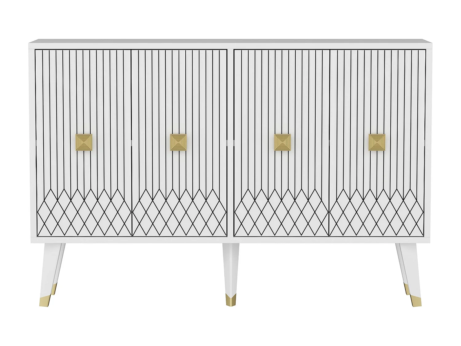 Buffet design Buron L120cm Blanc et Or