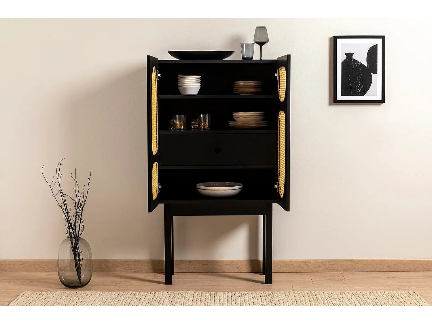 Aparador – 135 cm altura – 75 cm largura – Preto – Aglomerado