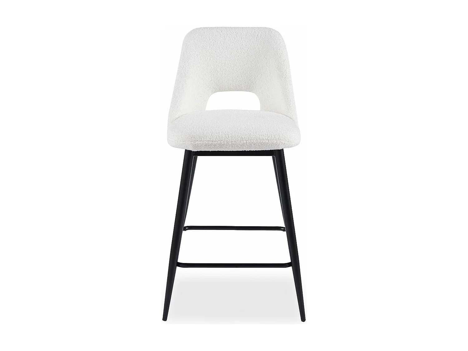 Lot de 2 chaises de bar Ecuador Métal Noir et Tissu bouclette Crème