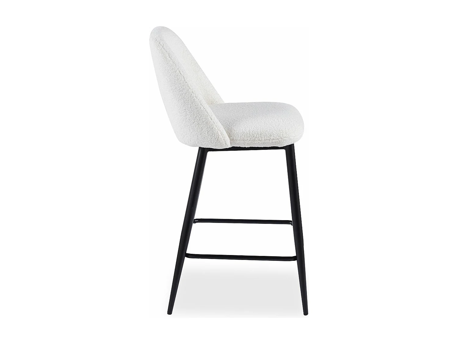 Lot de 2 chaises de bar Ecuador Métal Noir et Tissu bouclette Crème