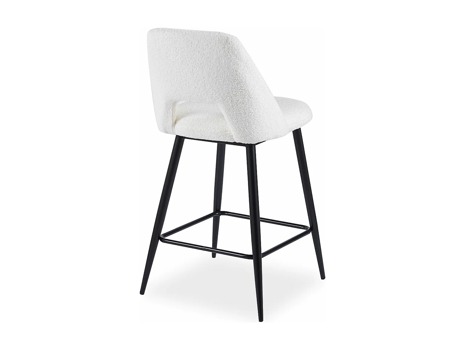 Lot de 2 chaises de bar Ecuador Métal Noir et Tissu bouclette Crème