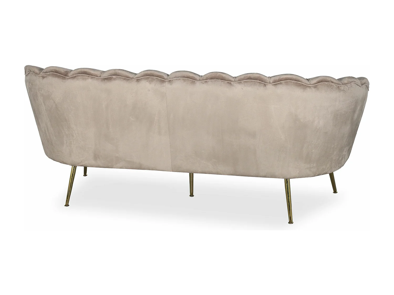 Andersen Velours Taupe Divano a 3 posti arrotondato in stile boudoir