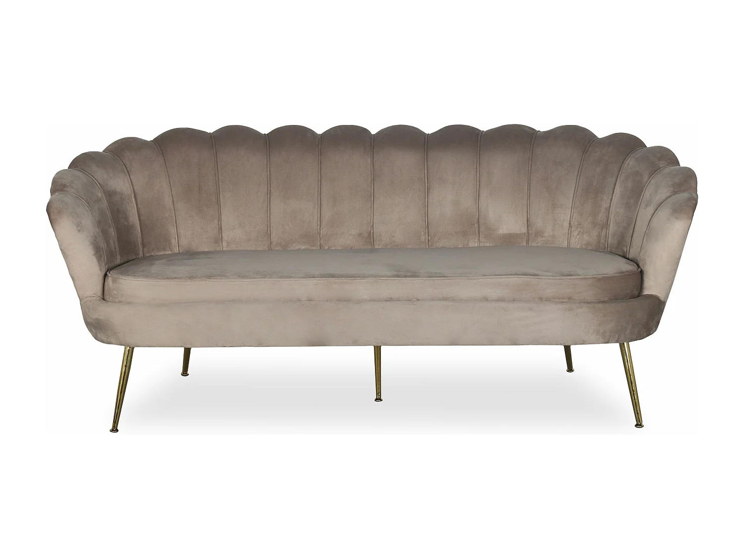 Andersen Velours Taupe Divano a 3 posti arrotondato in stile boudoir