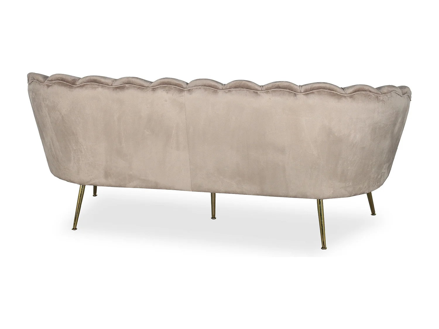 Andersen Velours Taupe Divano a 3 posti arrotondato in stile boudoir