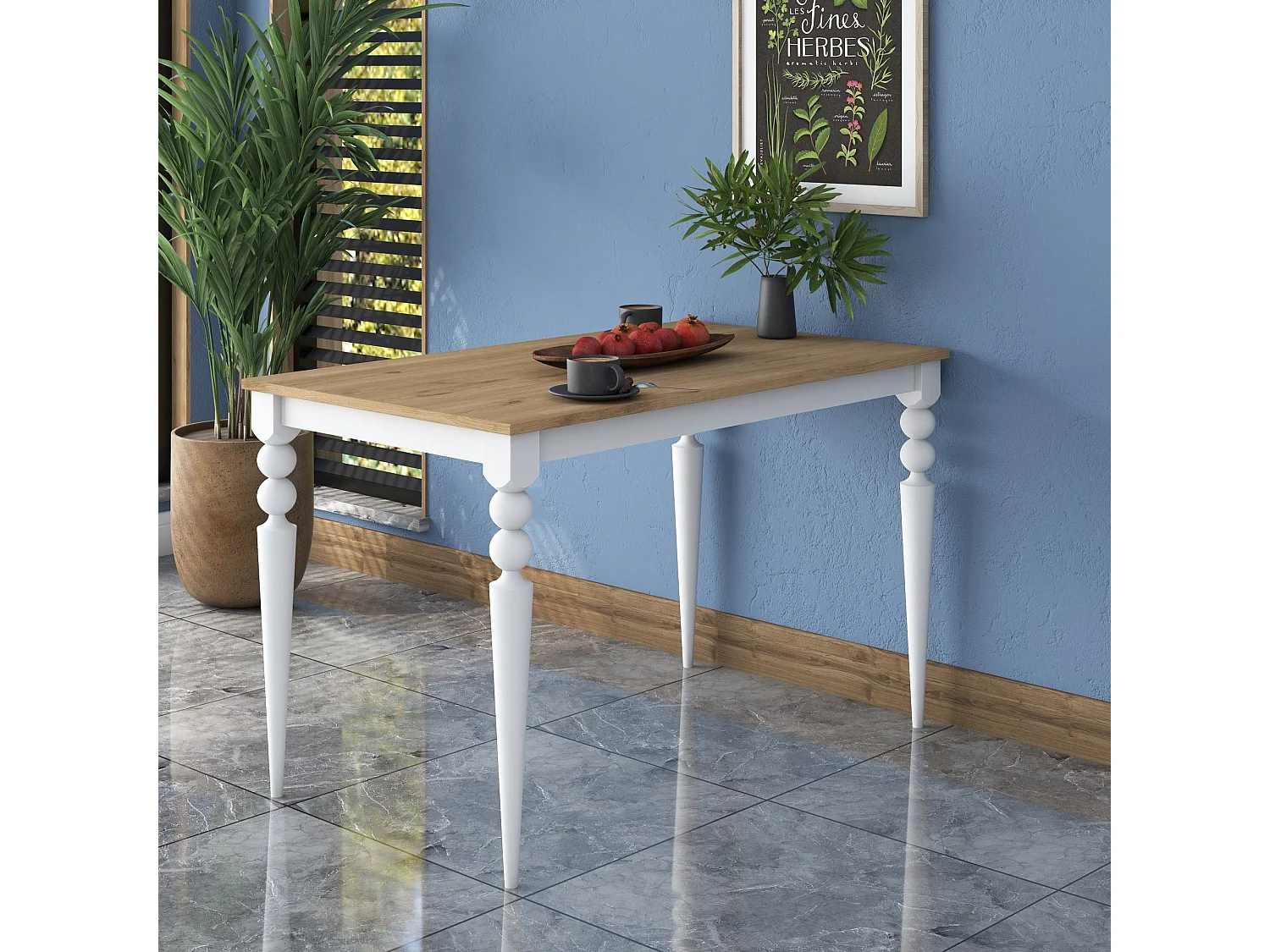 Table à manger Noga Bois clair et Blanc