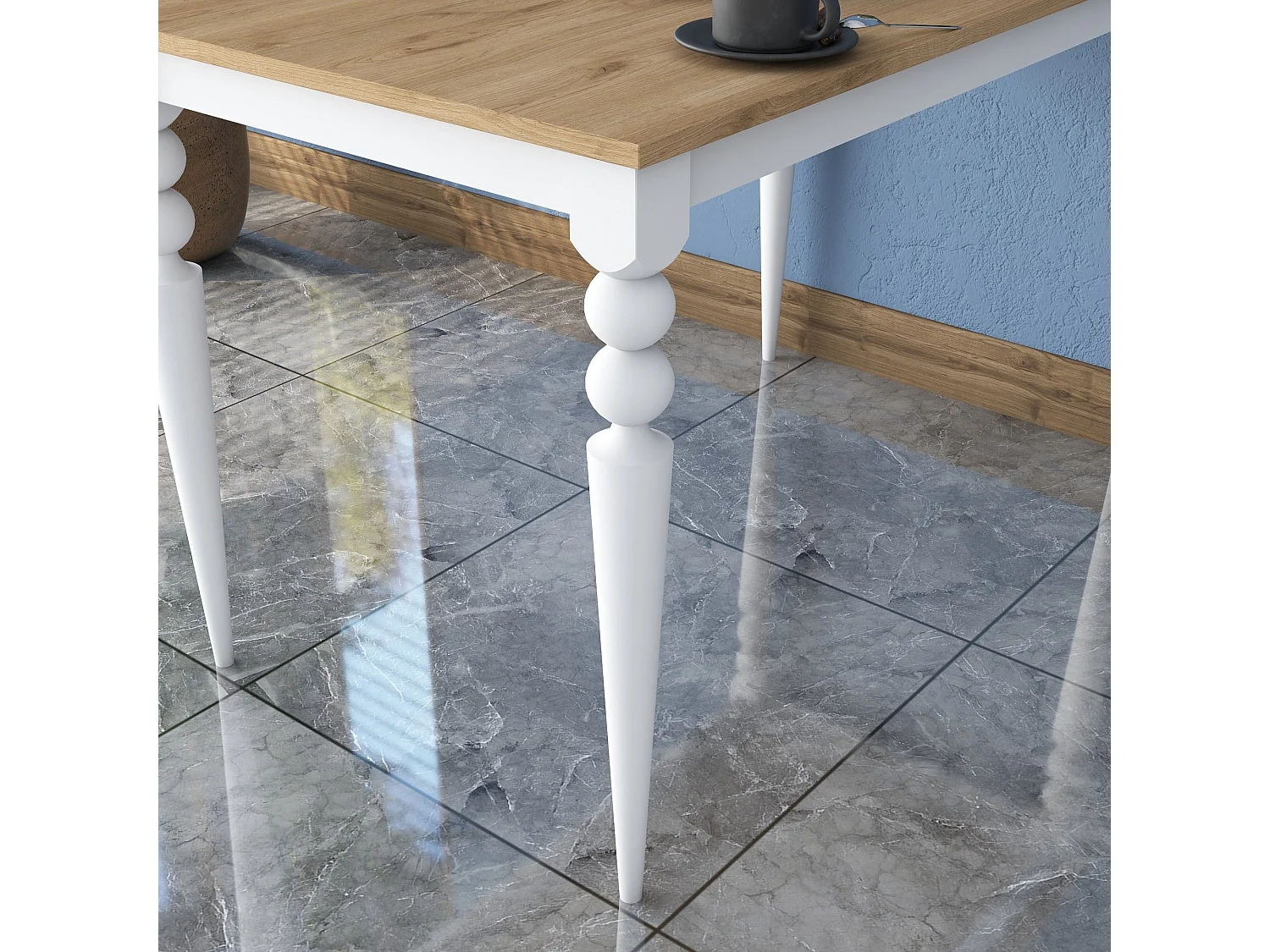 Table à manger Noga Bois clair et Blanc