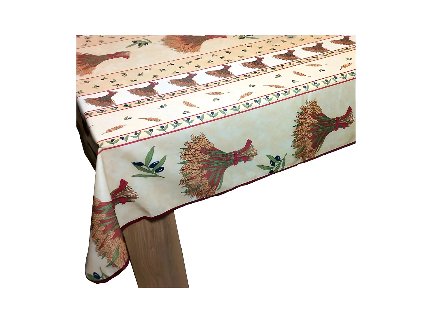 Provençaals vlekbestendig tafelkleed met beige tarweboeket 180 x 180 cm