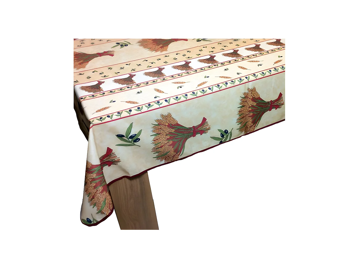 Nappe Provençale Rectangle Anti-Tâches - Bouquet De Blé Beige