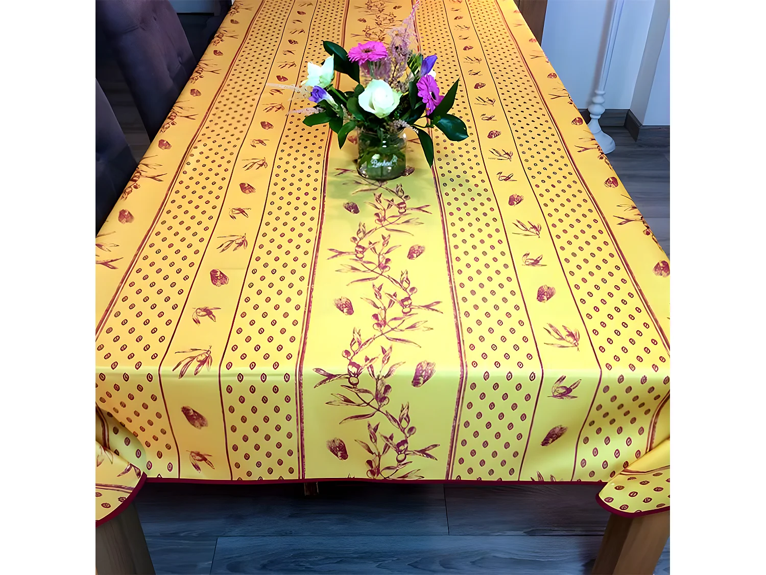 Nappe Rectangle Provençale Anti-Tâches - Cigale Olive Jaune Rouge