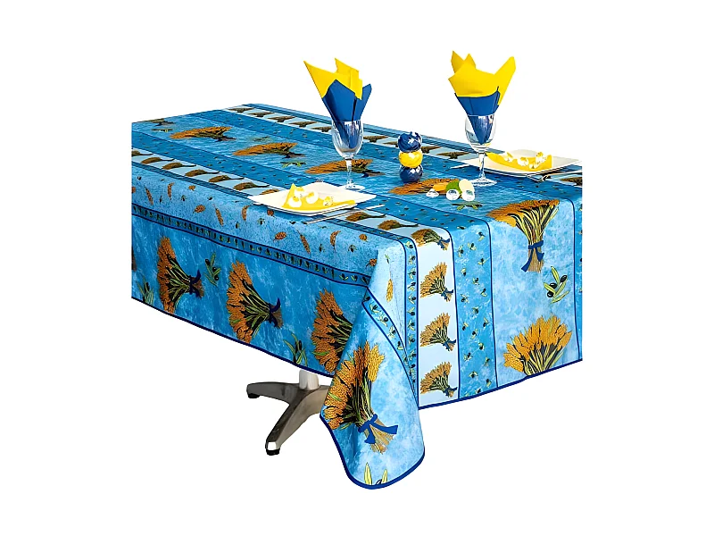 Rechthoekig stoffen tafelkleed Boeket van blauwe tarwe 300 x 150 cm