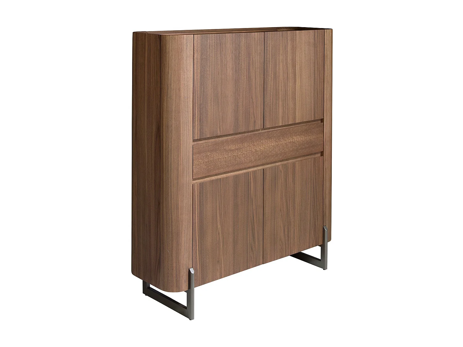 Credenza alta in noce e acciaio scuro metallizzato 3251 ANGEL CERDA