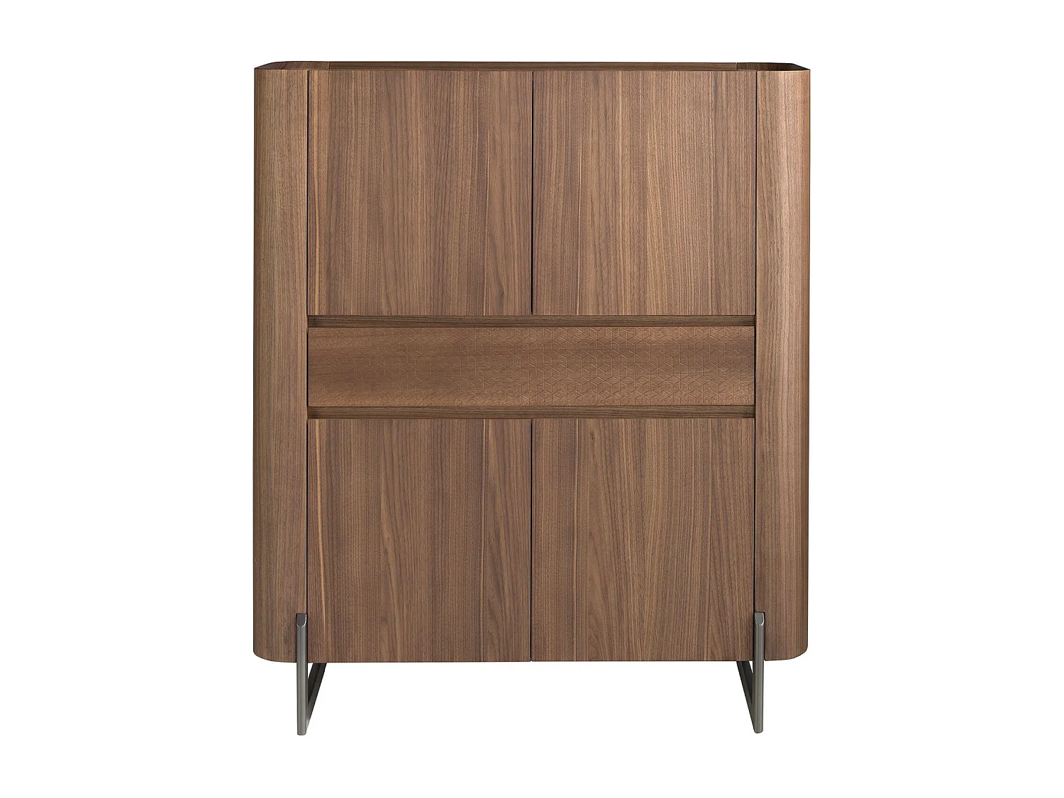 Credenza alta in noce e acciaio scuro metallizzato 3251 ANGEL CERDA