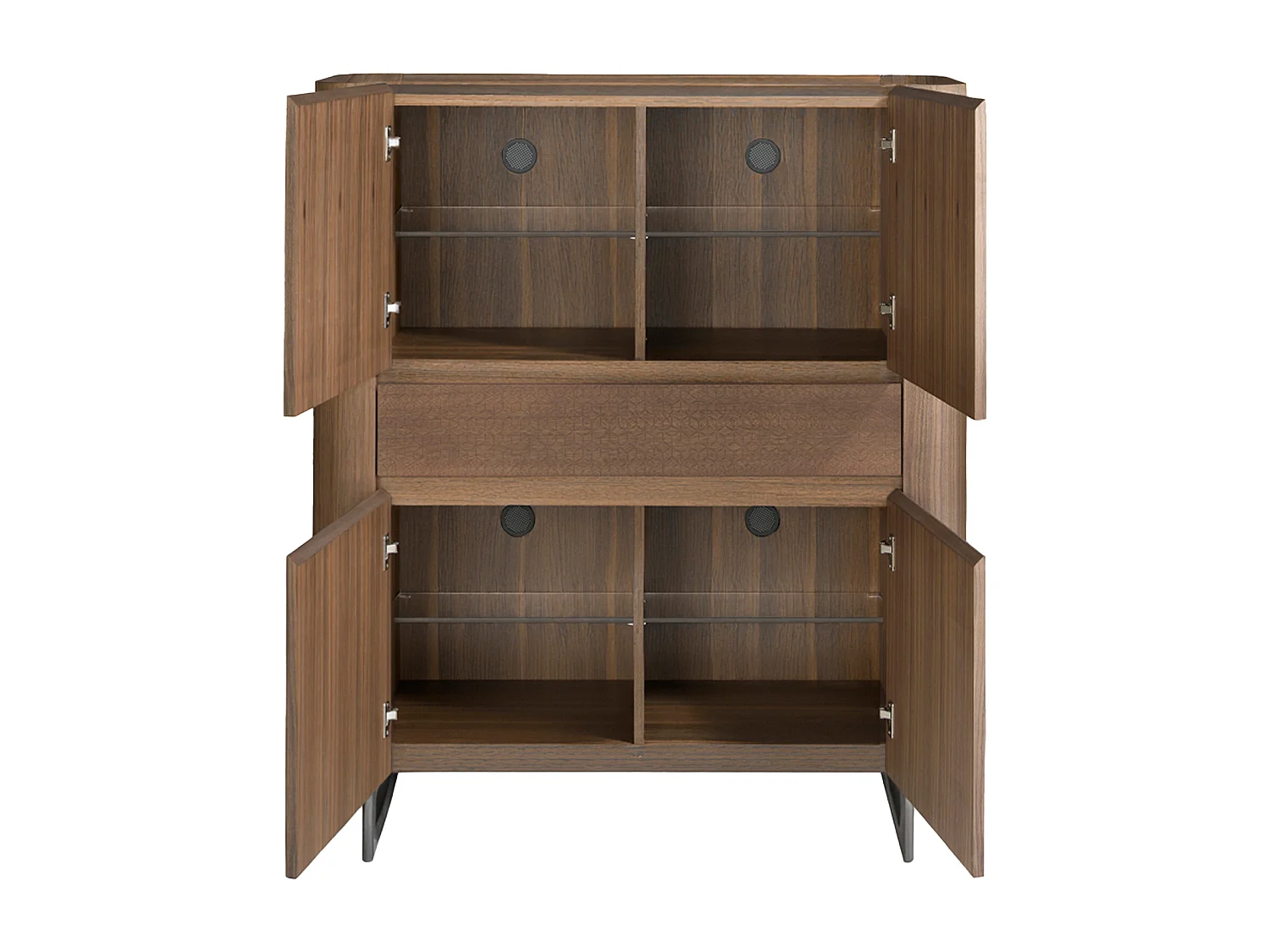 Credenza alta in noce e acciaio scuro metallizzato 3251 ANGEL CERDA