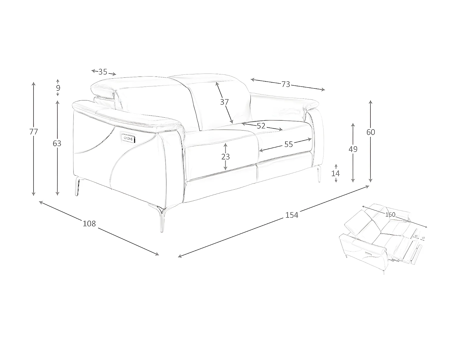 2-zits relaxsofa in bruin leer 6180 ANGEL CERDA