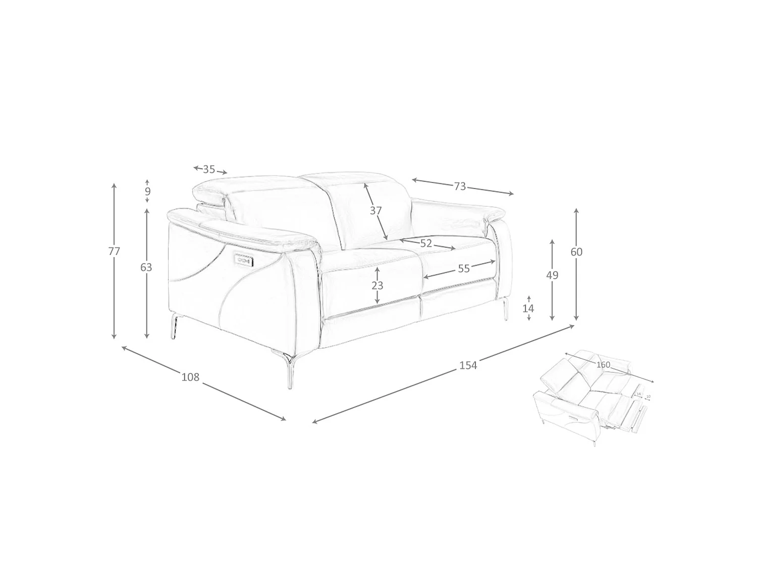 2-Sitzer-Relaxsofa aus braunem Leder 6180 ANGEL CERDA