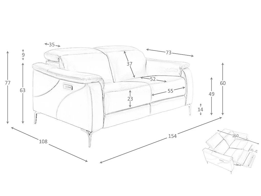 2-Sitzer-Relaxsofa aus braunem Leder 6180 ANGEL CERDA
