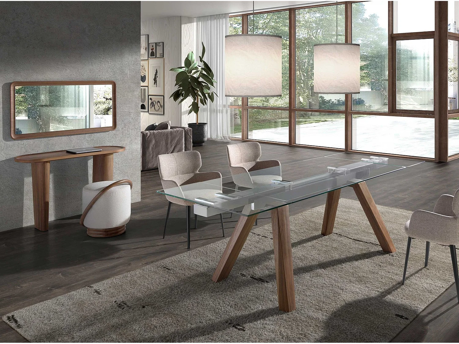 Console ovale en noyer demi-point 3249 ANGEL CERDA