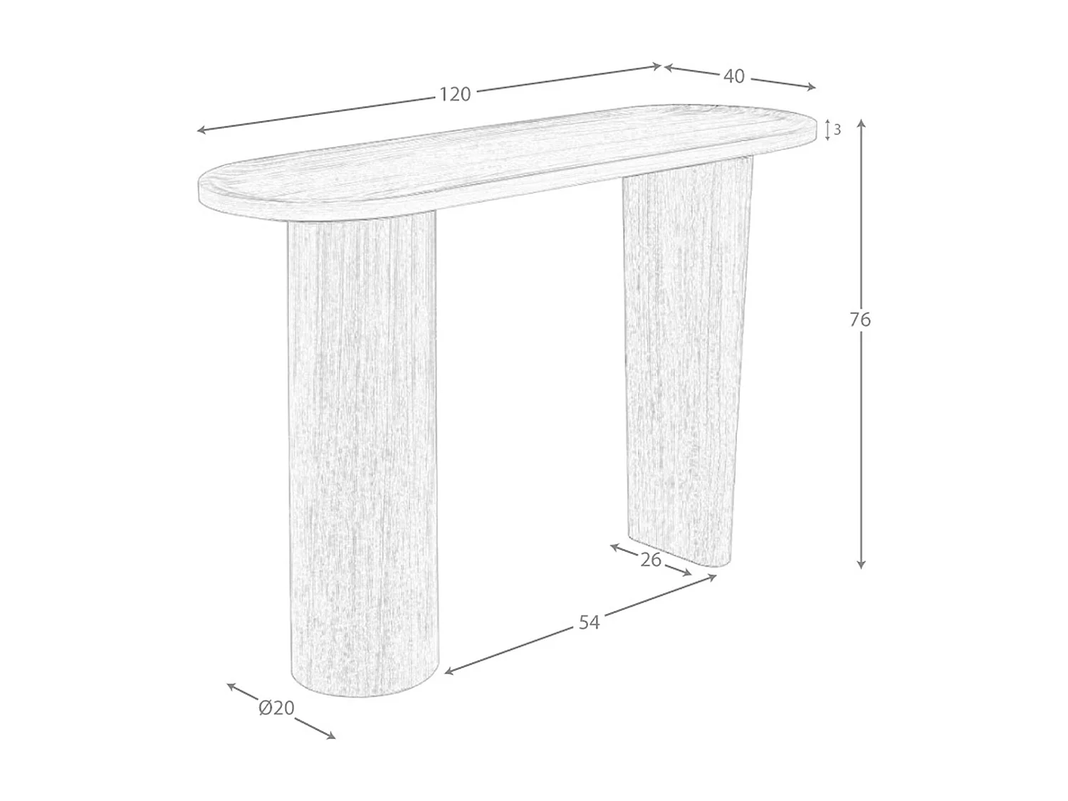 Console ovale en noyer demi-point 3249 ANGEL CERDA