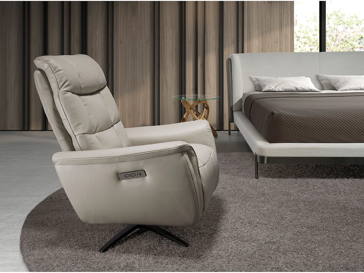Fauteuil pivotant en cuir gris 5114 ANGEL CERDA