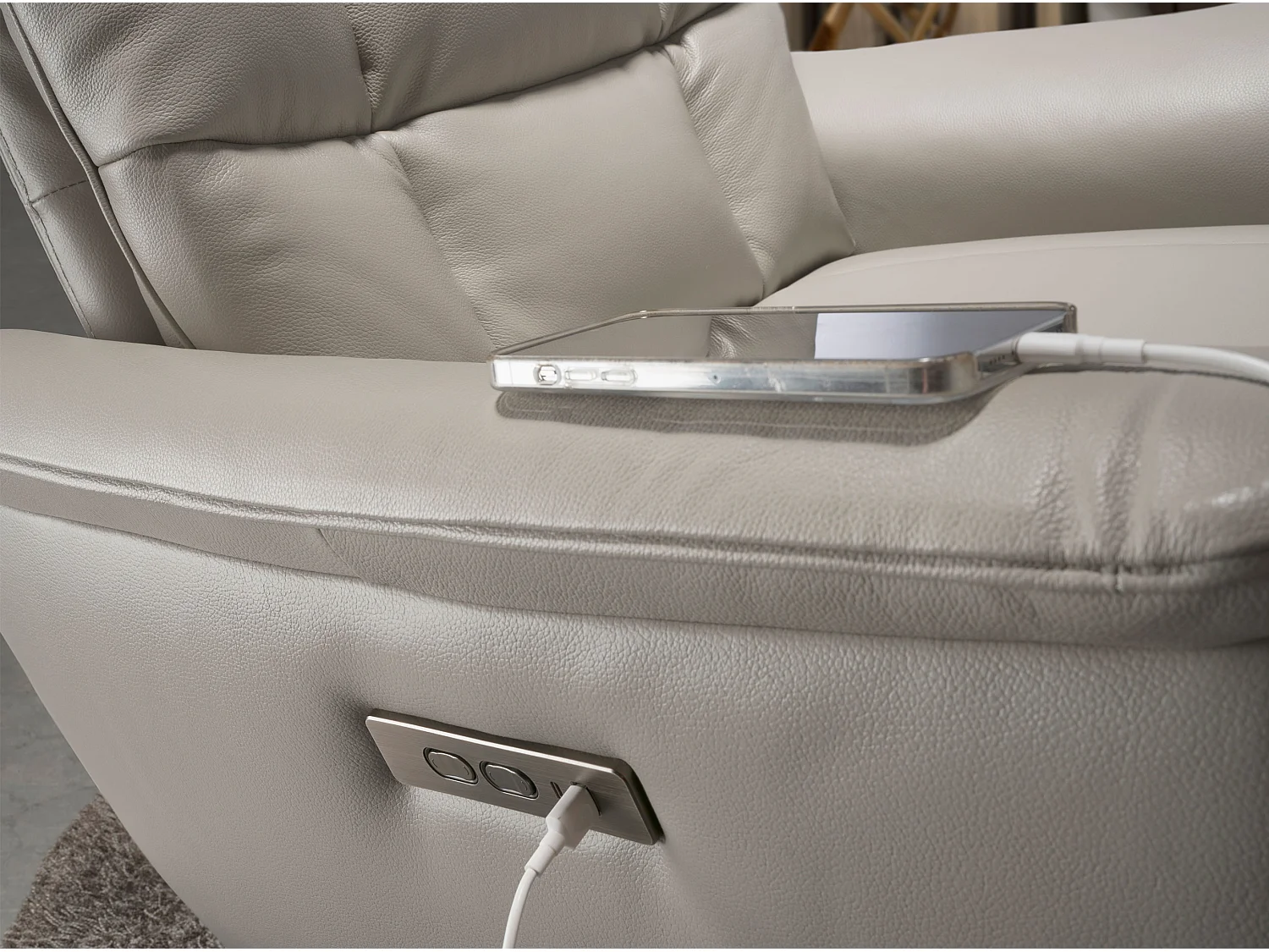 Fauteuil pivotant en cuir gris 5114 ANGEL CERDA