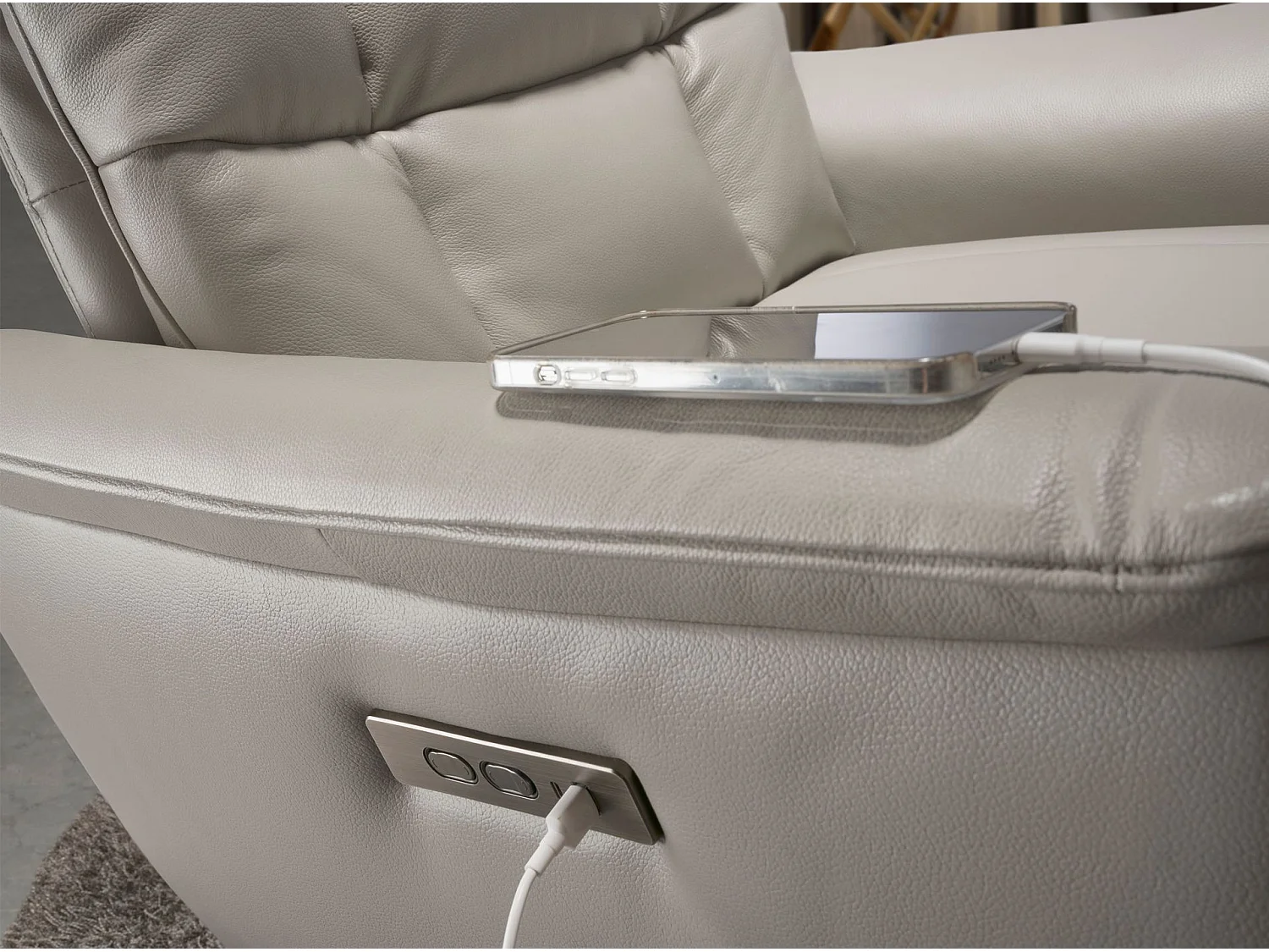 Fauteuil pivotant en cuir gris 5114 ANGEL CERDA