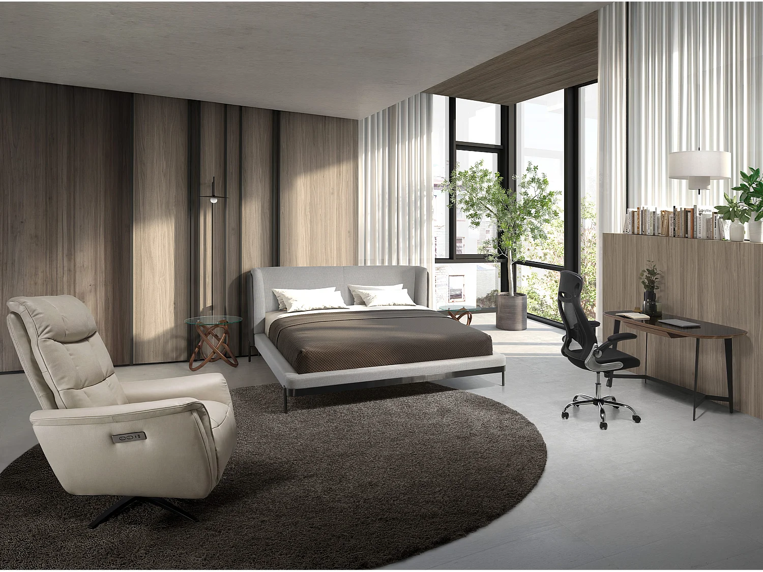 Fauteuil pivotant en cuir gris 5114 ANGEL CERDA