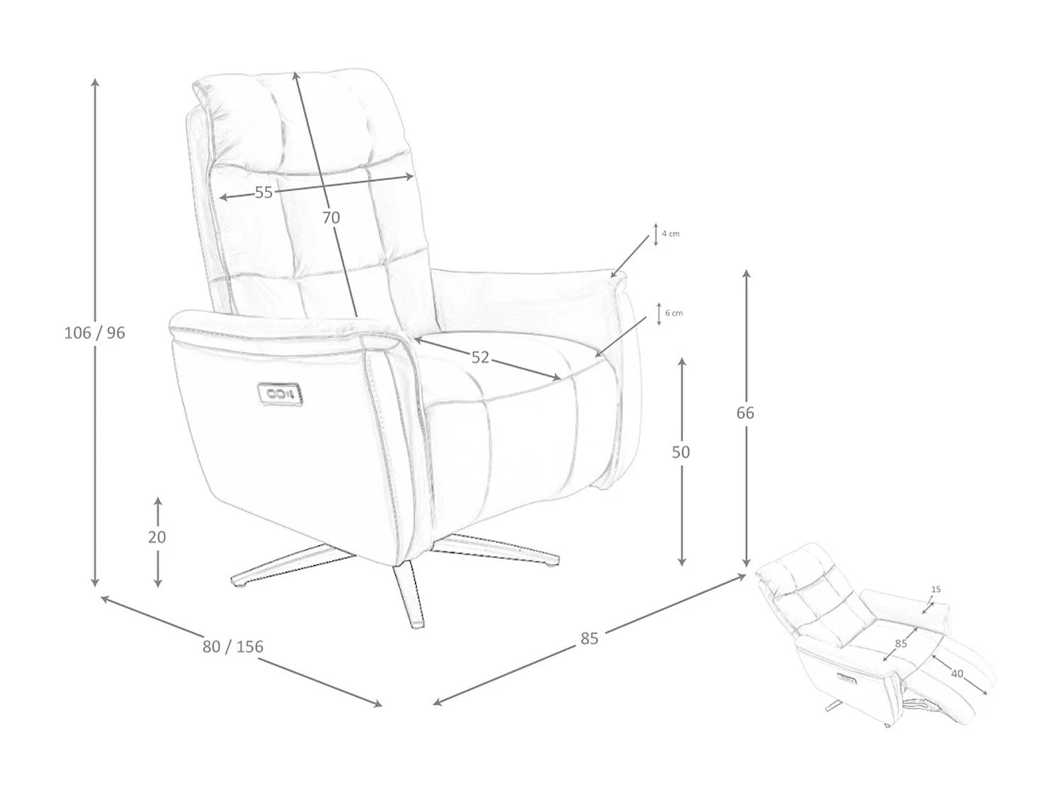 Fauteuil pivotant en cuir gris 5114 ANGEL CERDA