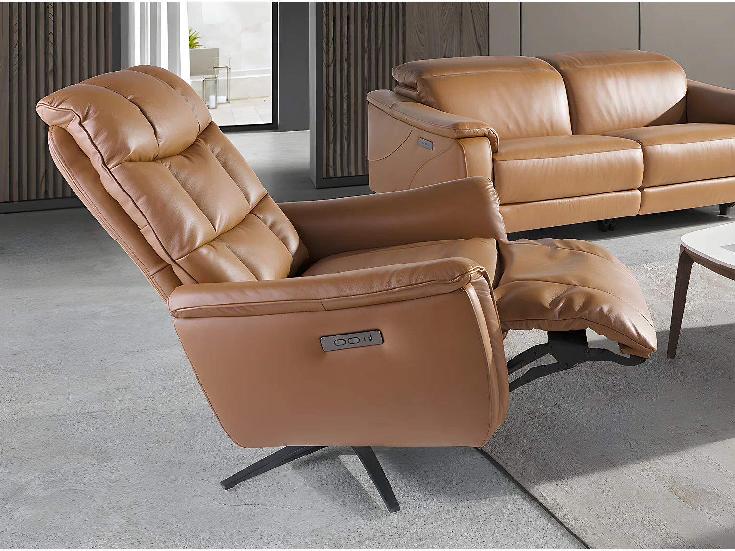 Drehsessel aus braunem Leder  5117 ANGEL CERDA