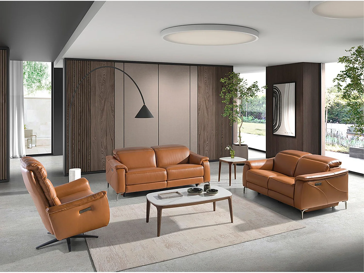 Fauteuil pivotant en cuir marron 5117 ANGEL CERDA