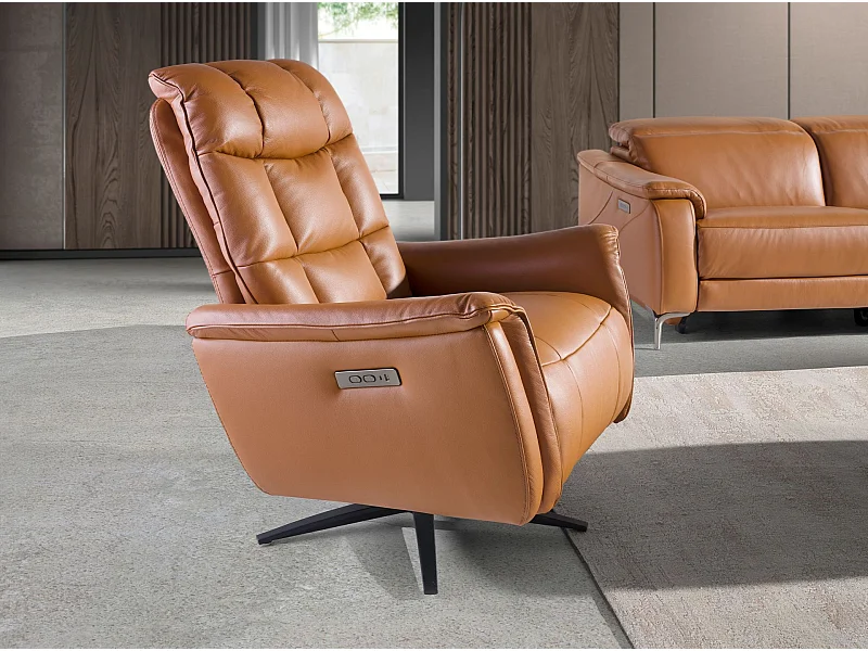 Fauteuil pivotant en cuir marron 5117 ANGEL CERDA