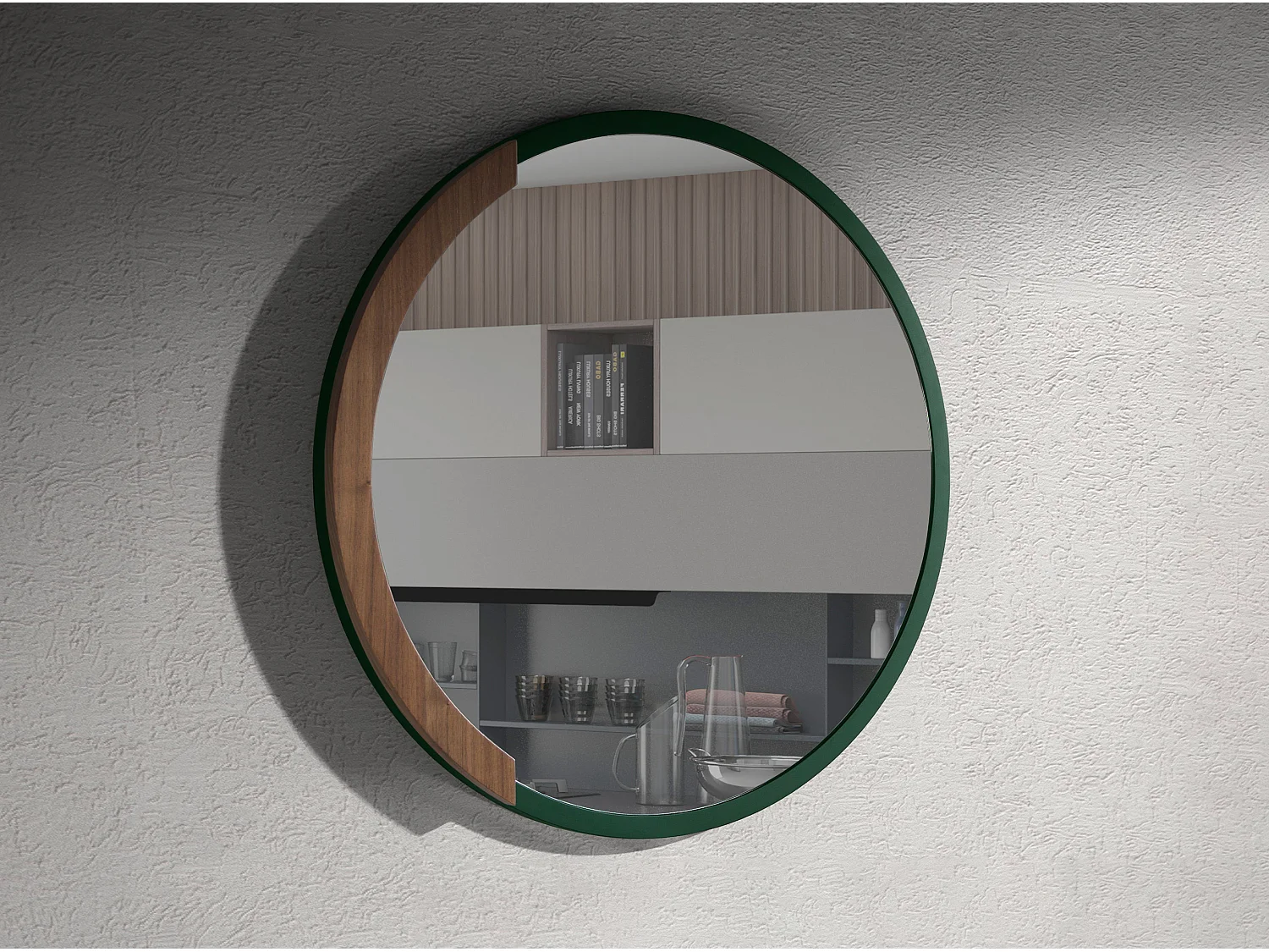 Miroir mural rond bois MDF couleur vert 3247 ANGEL CERDA
