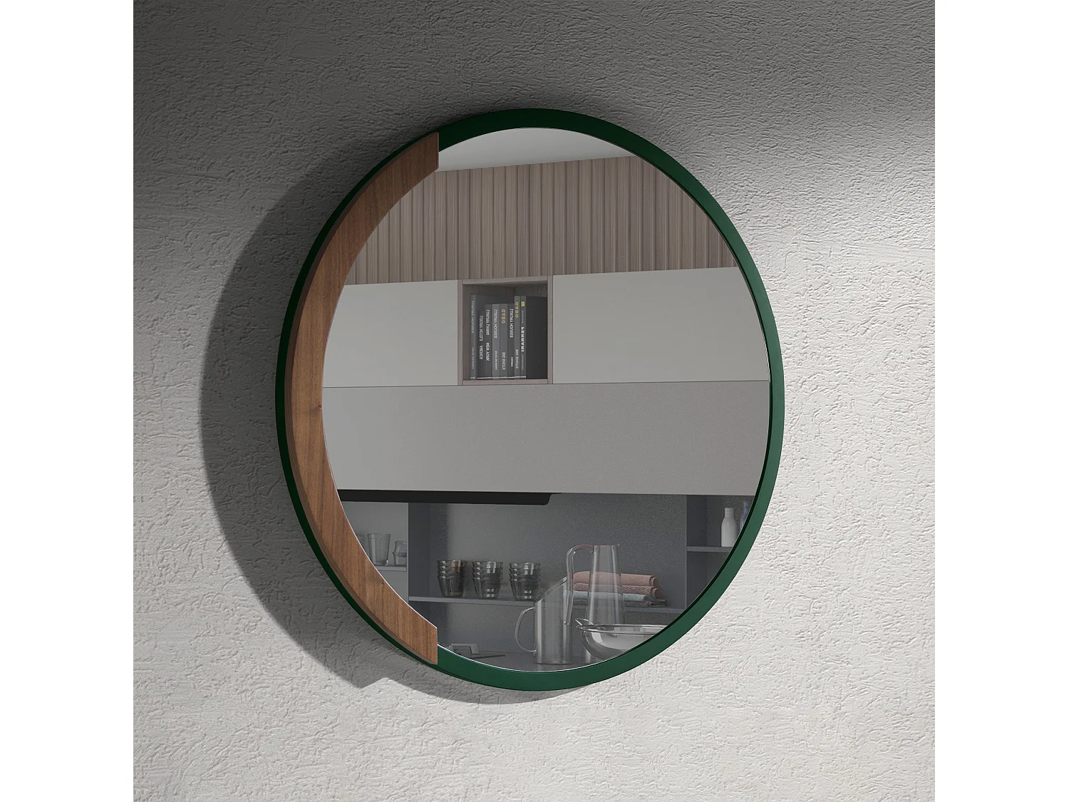 Miroir mural rond bois MDF couleur vert 3247 ANGEL CERDA