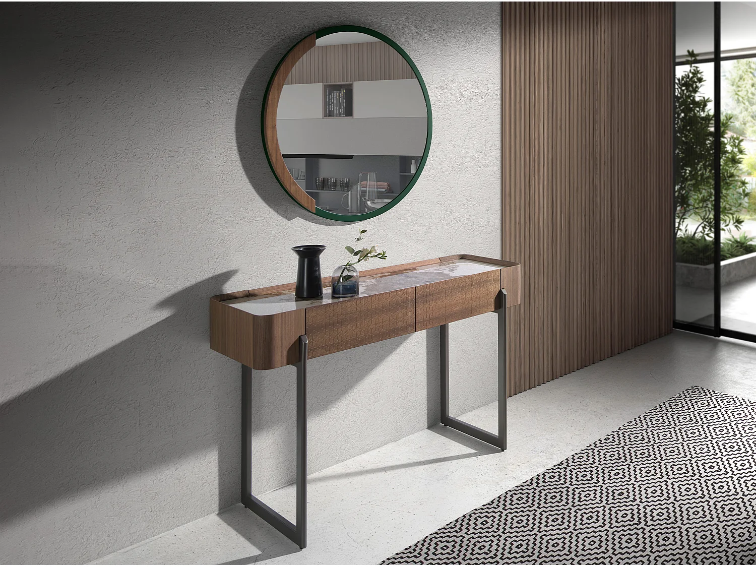 Miroir mural rond bois MDF couleur vert 3247 ANGEL CERDA