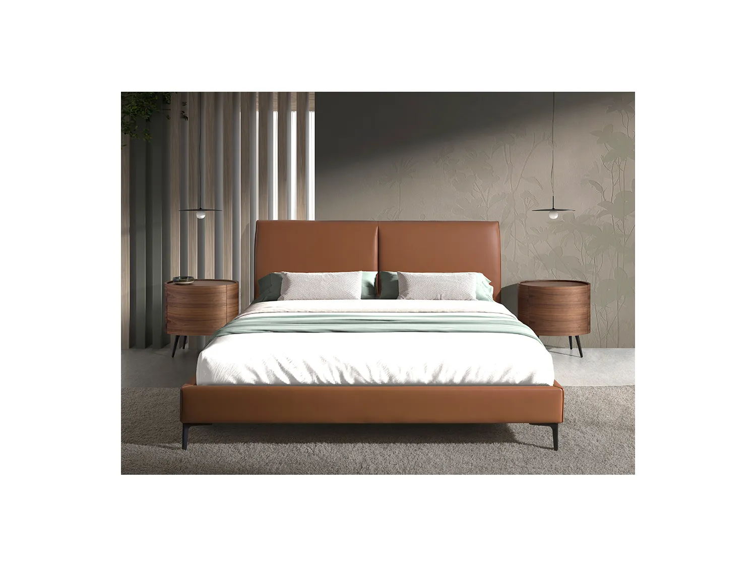 Lit en simili cuir marron 7158 ANGEL CERDA