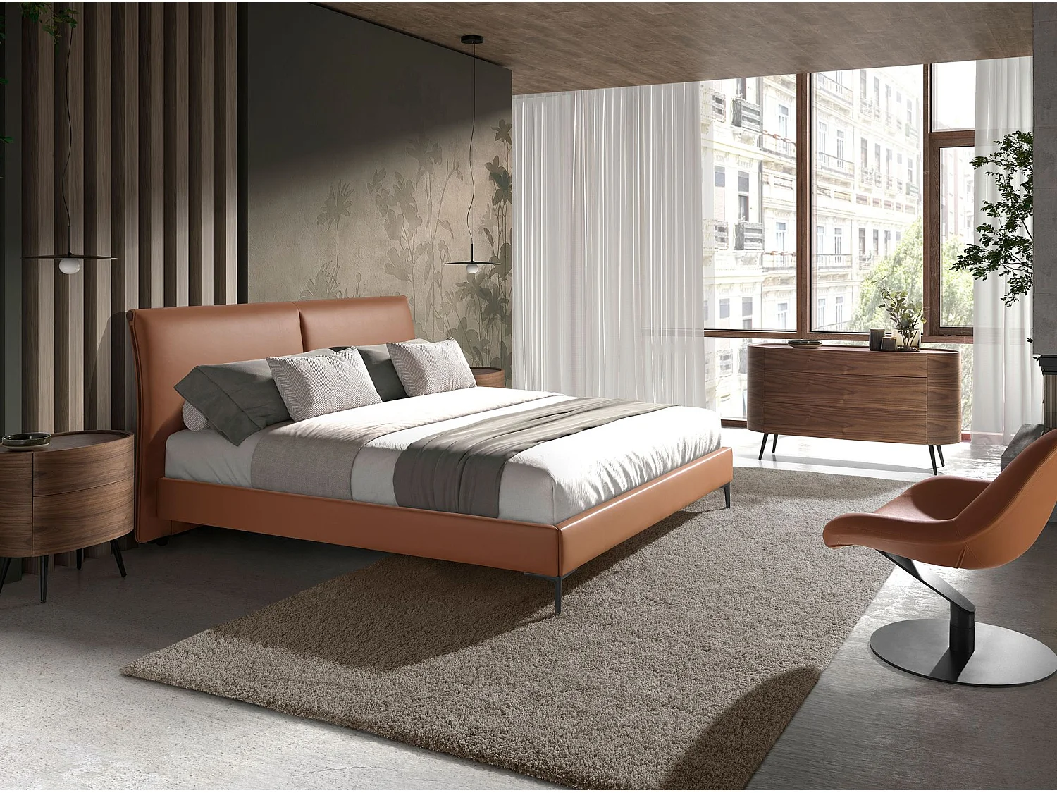 Lit en similicuir marron 7158 ANGEL CERDA