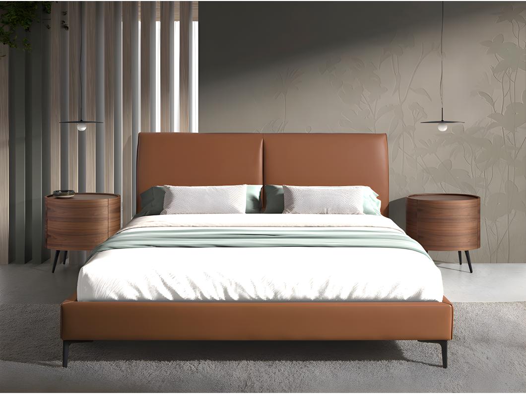 Bett aus braunem Kunstleder  7158 ANGEL CERDA