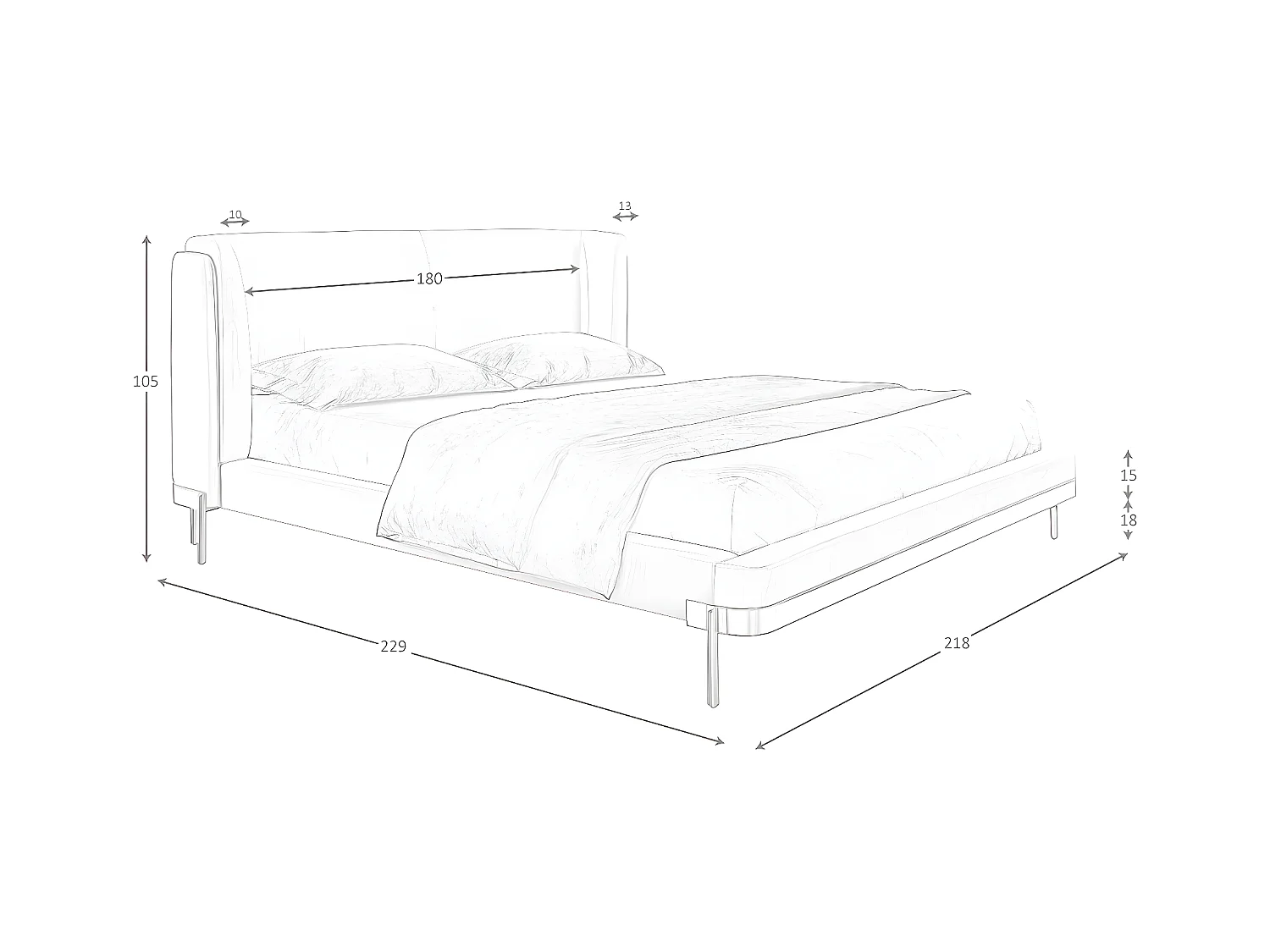 Lichtgrijs bed van stof en donkergrijs kunstleer 7156 ANGEL CERDA