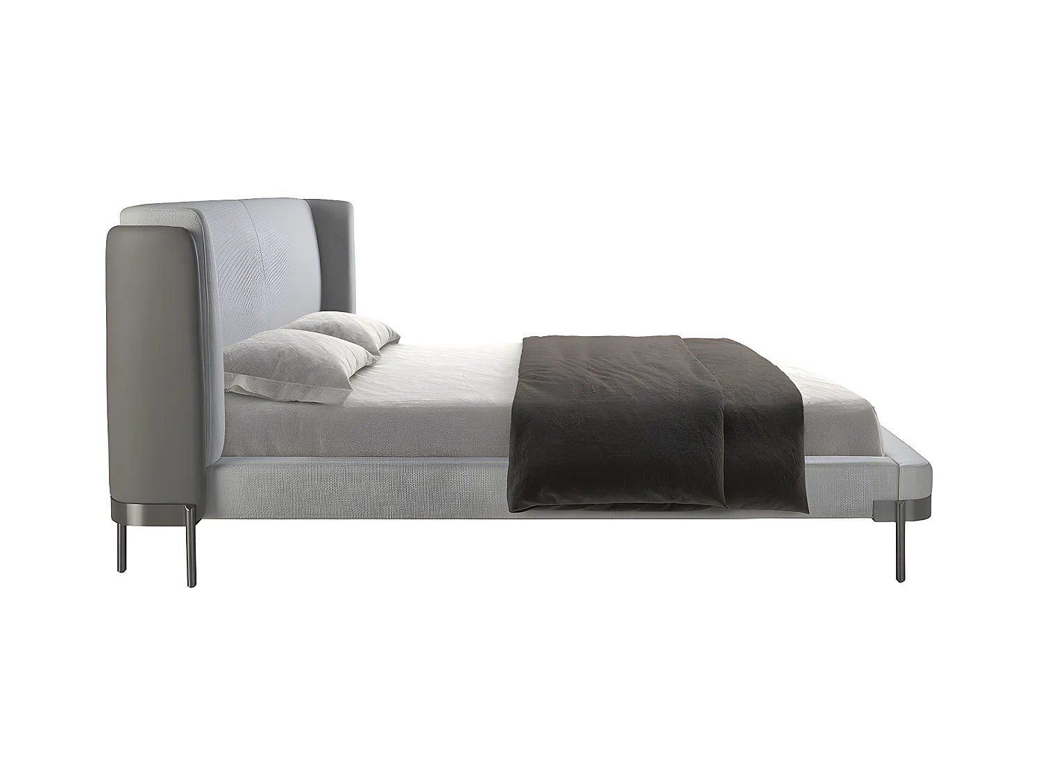 Lichtgrijs bed van stof en donkergrijs kunstleer 7156 ANGEL CERDA