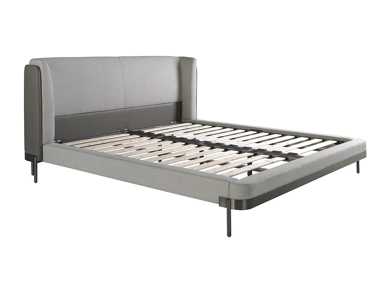 Lit en tissu gris clair et similicuir gris foncé 7156 ANGEL CERDA